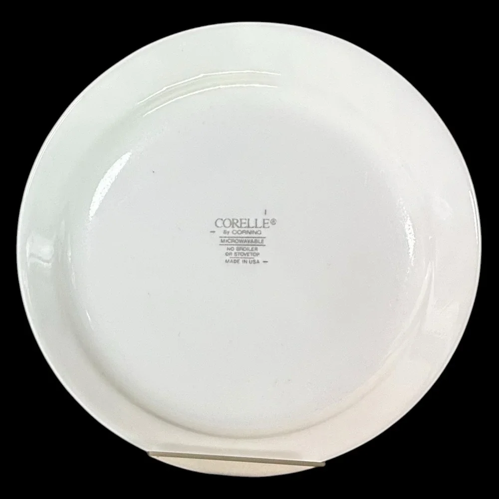 Corelle Callaway Ivy Bread/Dessert Plates Green Trim White Swirl 7 1/4